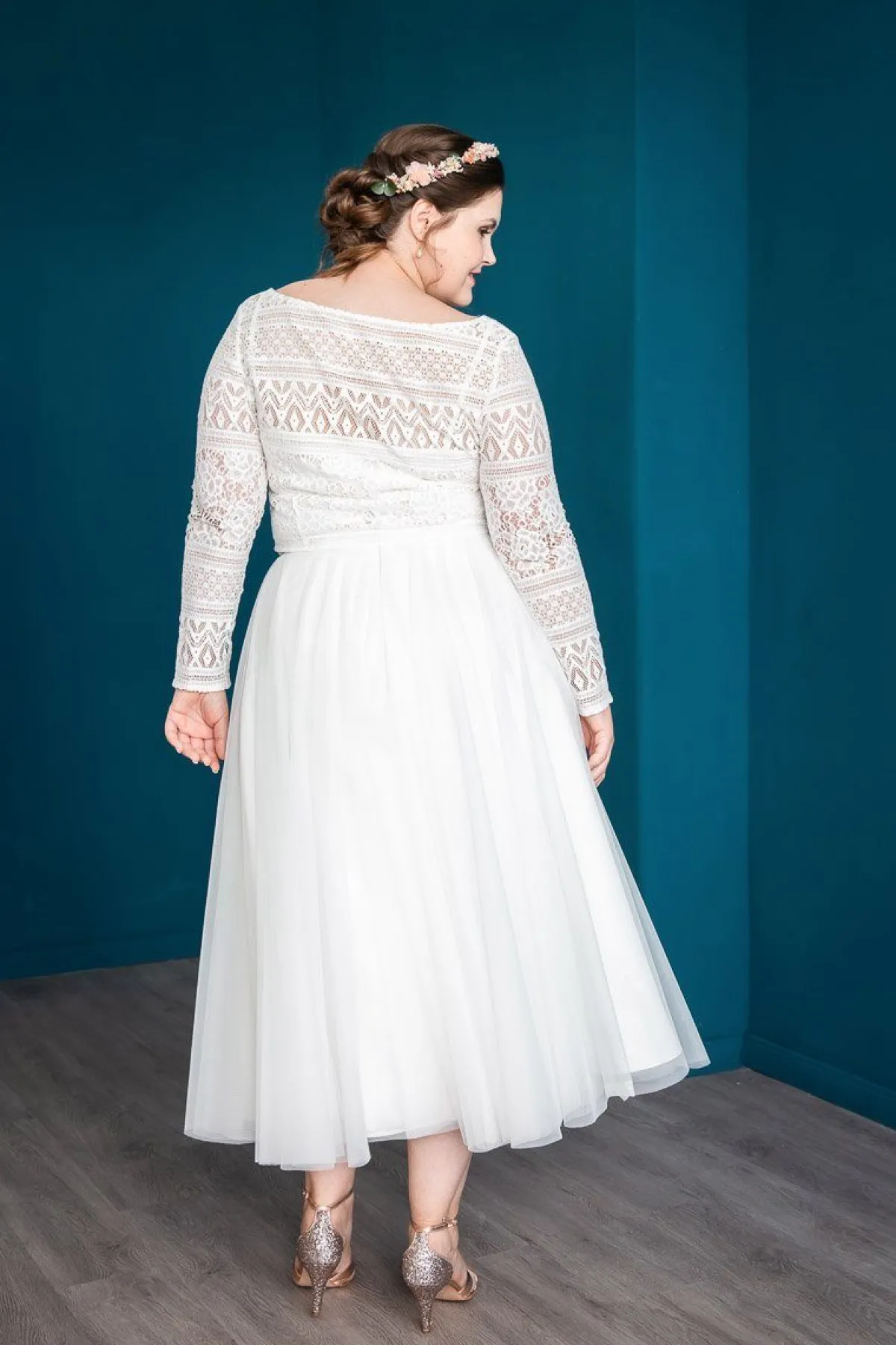 Midi-Softtüllrock in Ivory – Christy Curvy<noni Discount