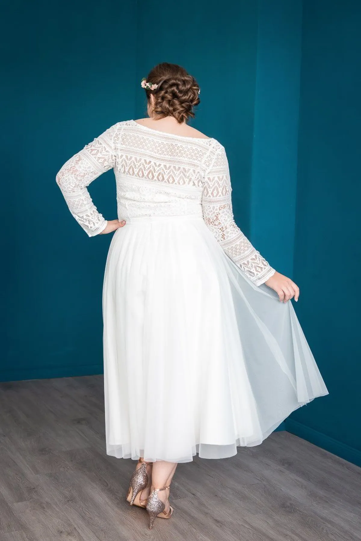 Midi-Softtüllrock in Ivory – Christy Curvy<noni Discount