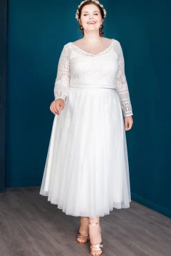 Midi-Softtüllrock in Ivory – Christy Curvy<noni Discount