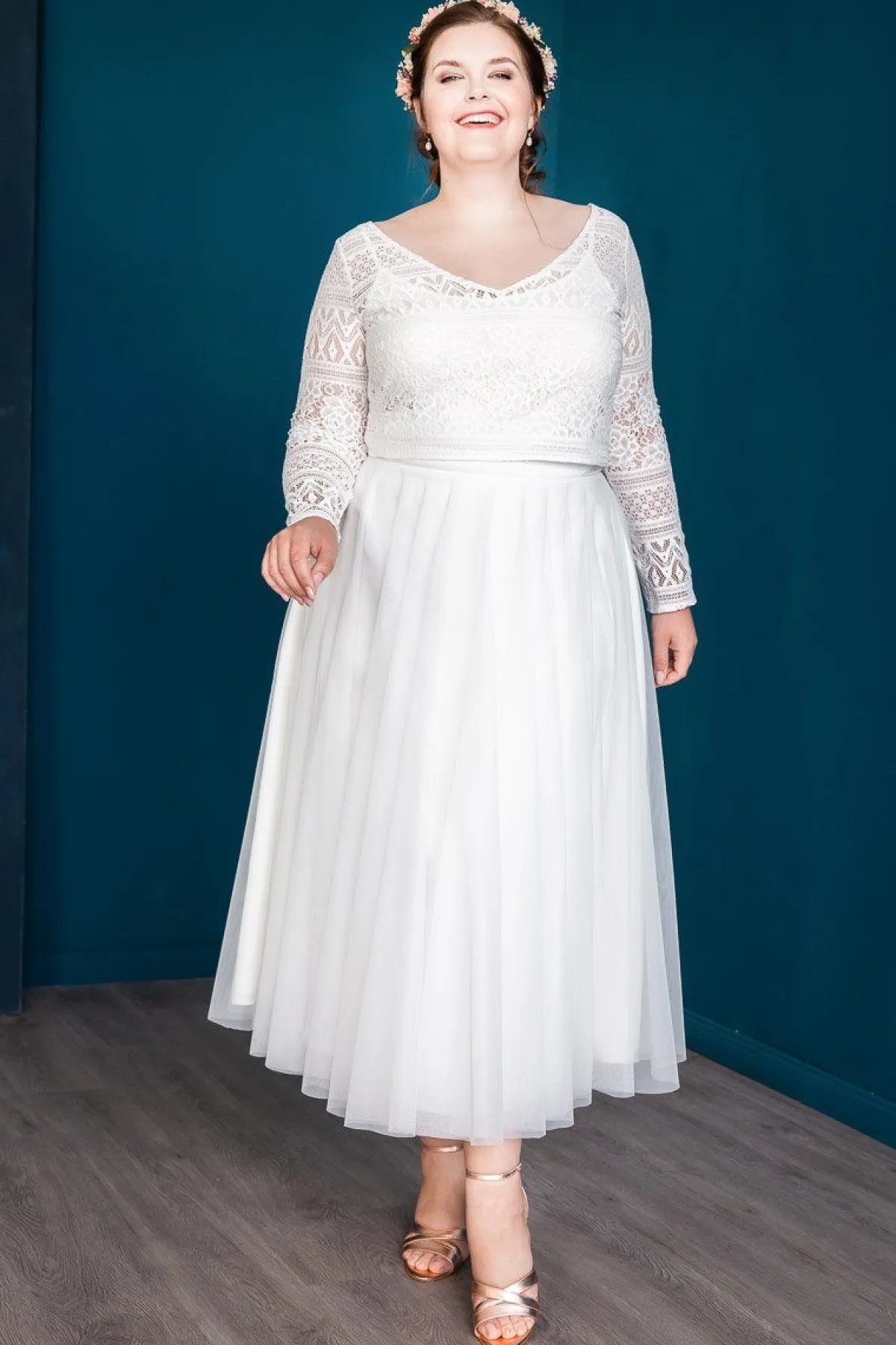 Midi-Softtüllrock in Ivory – Christy Curvy<noni Discount