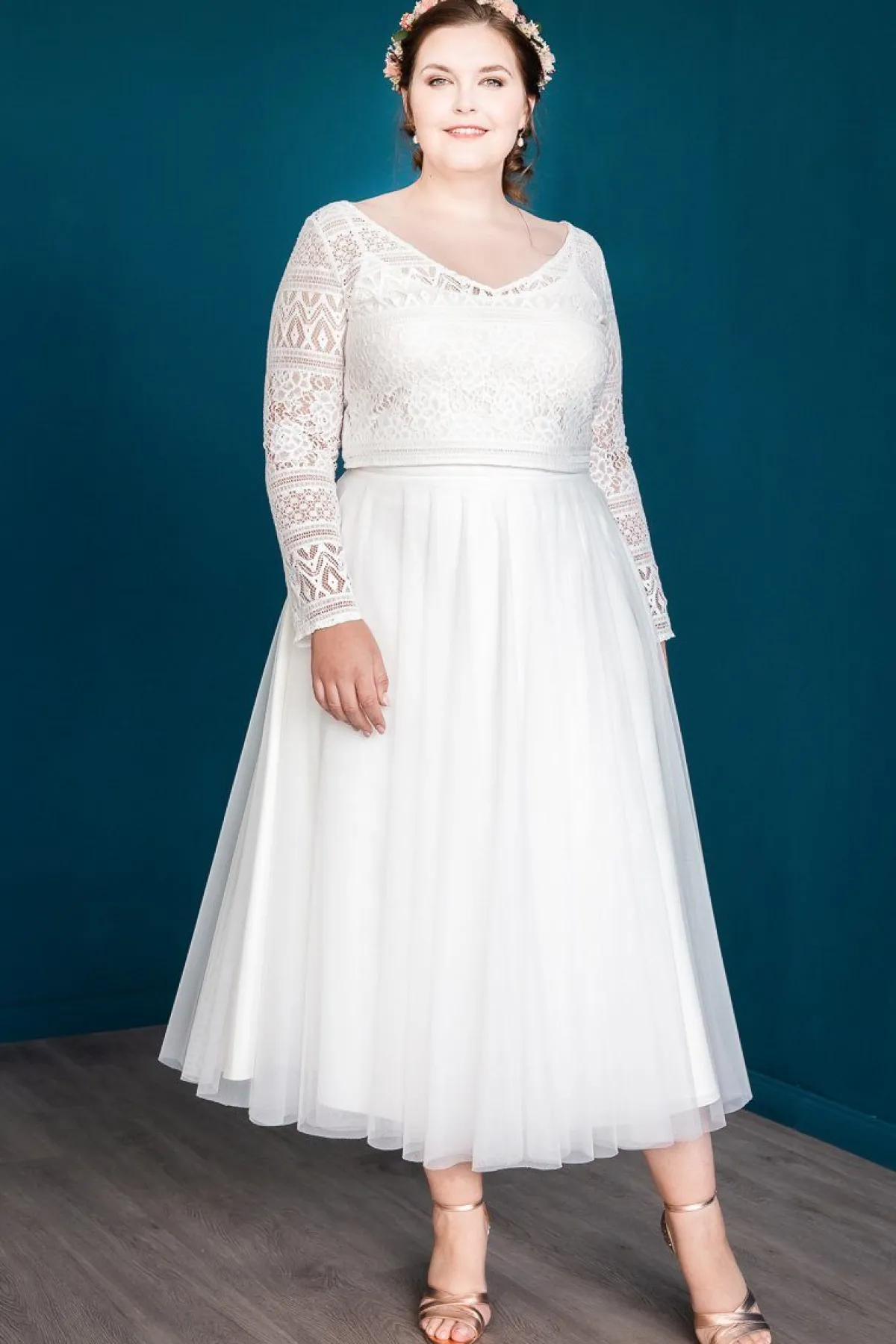 Midi-Softtüllrock in Ivory – Christy Curvy<noni Discount