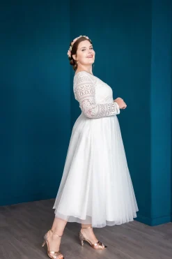 Midi-Softtüllrock in Ivory – Christy Curvy<noni Discount