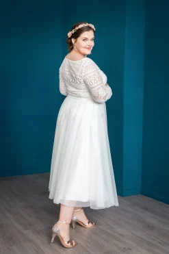 Midi-Softtüllrock in Ivory – Christy Curvy<noni Discount