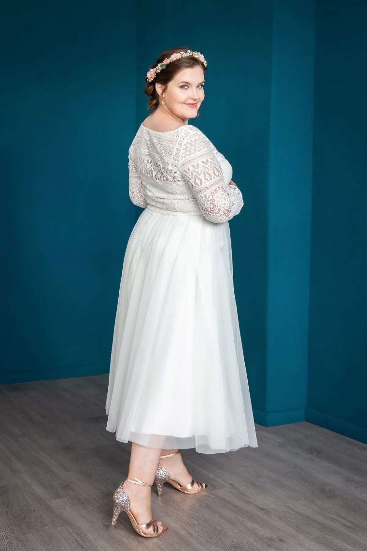 Midi-Softtüllrock in Ivory – Christy Curvy<noni Discount