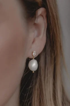Ovale Kristallstecker mit Perlenanhängern – Joelle<Juvelan Sale