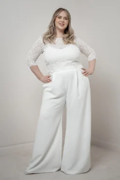 Plus Size Braut Hose mit weitem Bein – Zari Curvy<noni