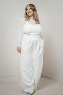 Plus Size Braut Hose mit weitem Bein – Zari Curvy<noni