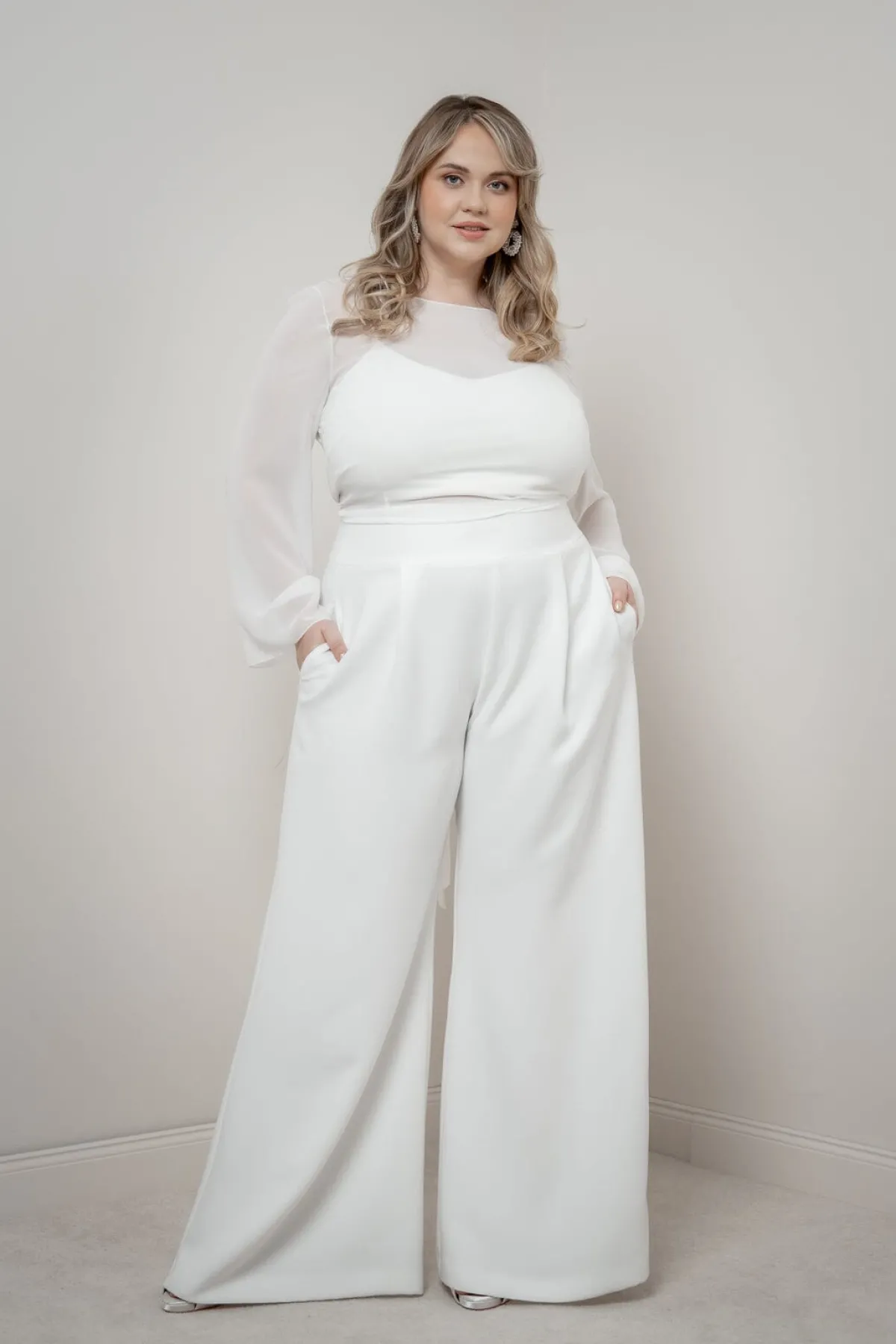 Plus Size Braut Hose mit weitem Bein – Zari Curvy<noni