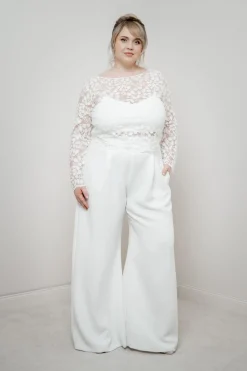 Plus Size Braut Hose mit weitem Bein – Zari Curvy<noni
