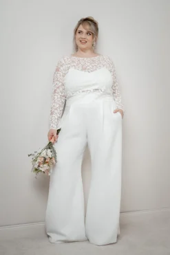 Plus Size Braut Hose mit weitem Bein – Zari Curvy<noni