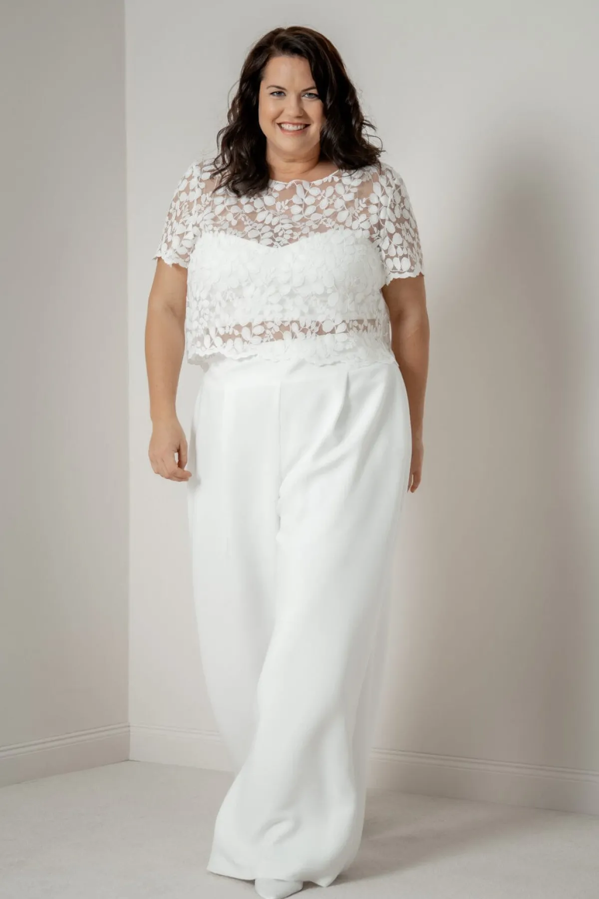 Plus Size Braut Hose mit weitem Bein – Zari Curvy<noni