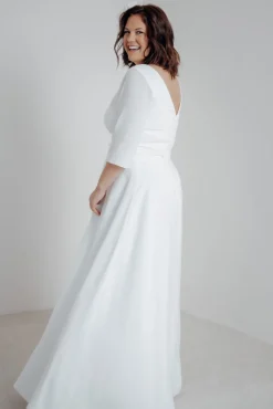 Plus Size Braut Rock mit Schlitz und Zierknöpfen – Eira Curvy<noni Clearance