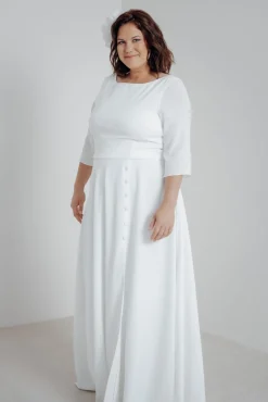 Plus Size Braut Rock mit Schlitz und Zierknöpfen – Eira Curvy<noni Clearance