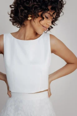 Rückenfreies Braut Top – Liza Ivory Eco<noni