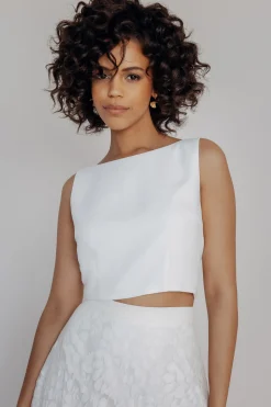 Rückenfreies Braut Top – Liza Ivory Eco<noni