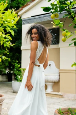 Rückenfreies Braut Top mit Vintage-Muster – Neela<noni Best