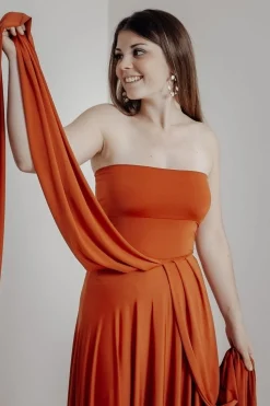 Rostrotes Tube-Top – Long Jersey Bandeau Rust<twobirds