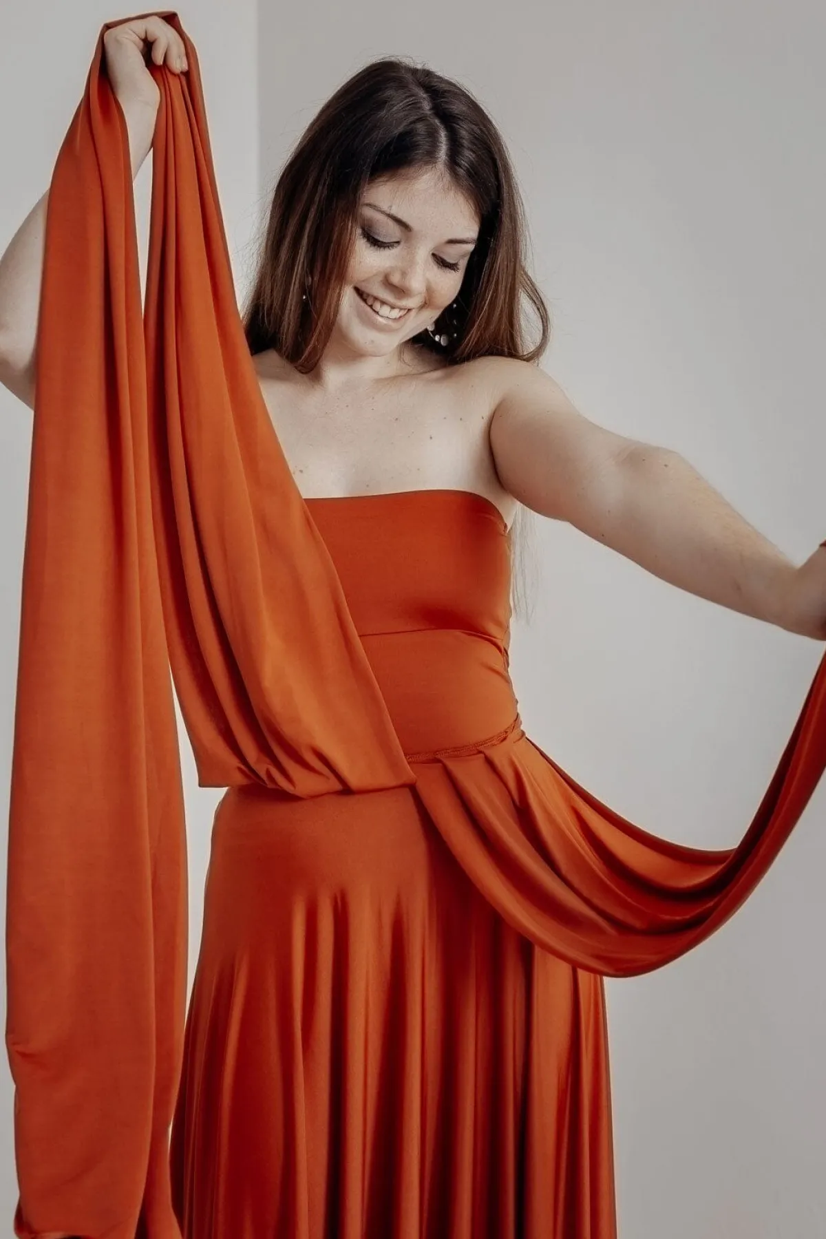 Rostrotes Tube-Top – Long Jersey Bandeau Rust<twobirds