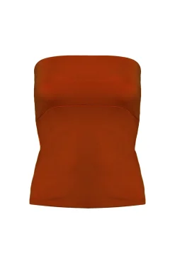 Rostrotes Tube-Top – Long Jersey Bandeau Rust<twobirds