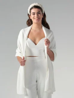 Schlichte Braut Stola in Ivory aus Strickmix<Poirier Hot