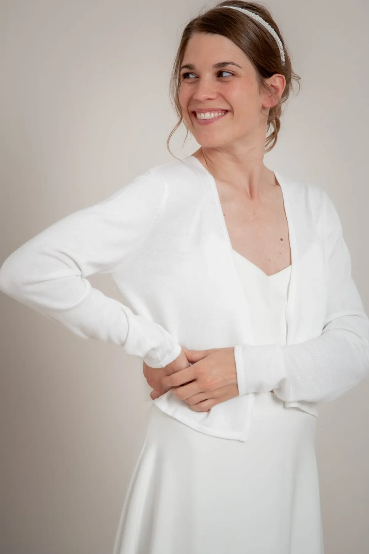 Schlichter Braut Cardigan in Ivory<Poirier Clearance