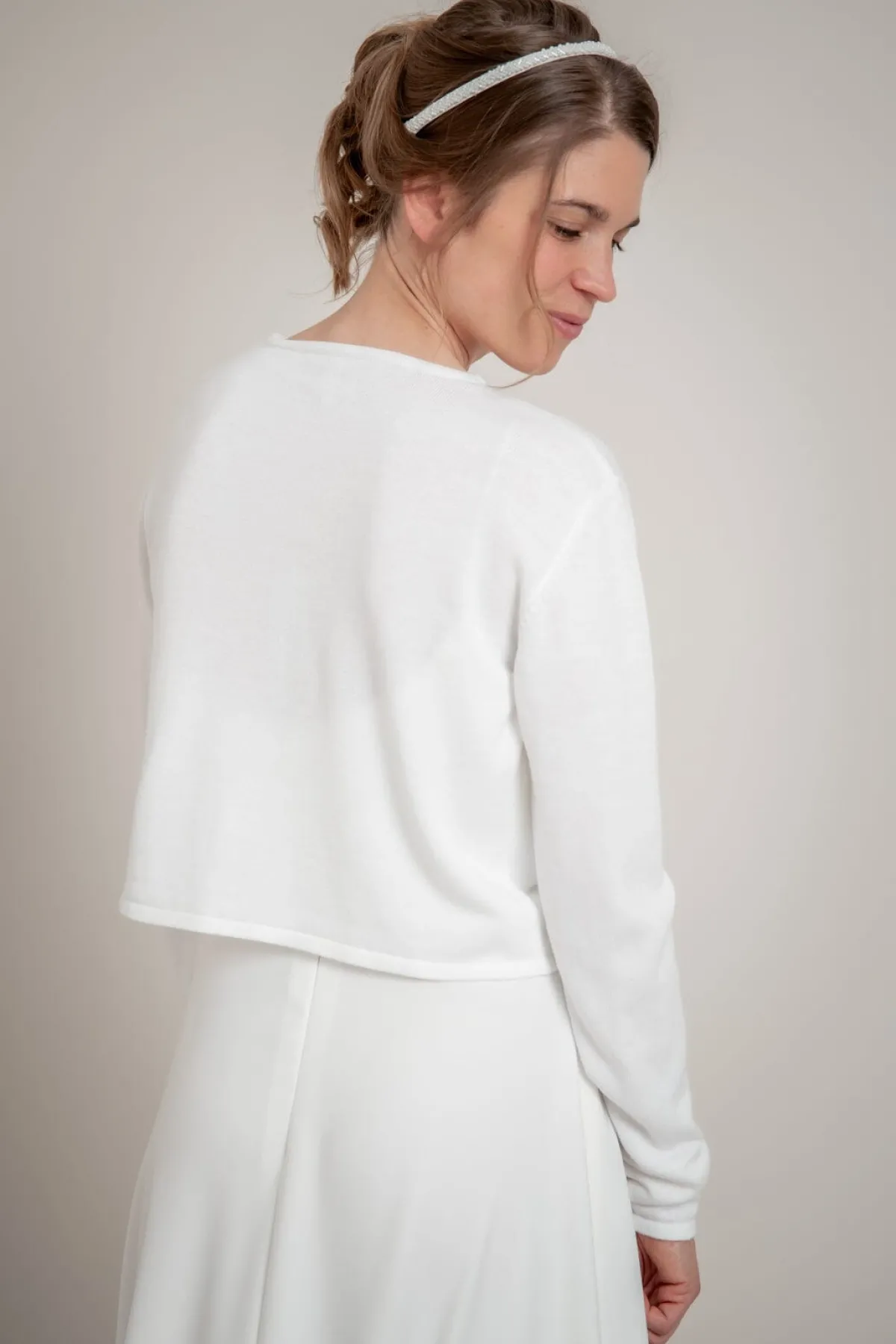 Schlichter Braut Cardigan in Ivory<Poirier Clearance