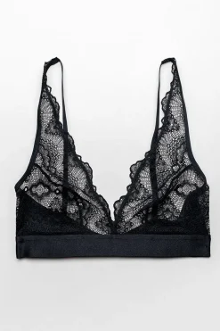 Schwarzer Plunge-BH aus Spitze<Understatement Sale