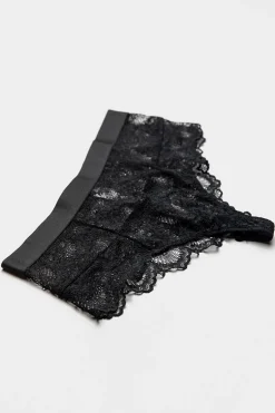 Schwarzer Spitzen-String im High-Waist-Look<Understatement Sale