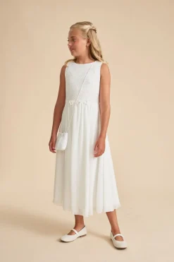 Schwingendes Kommunionkleid aus Chiffon und Spitze<Weise Sale
