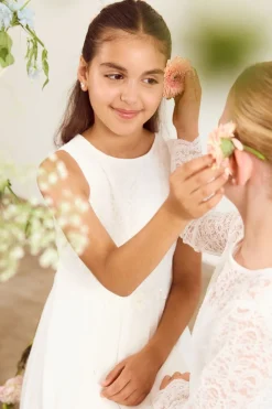 Schwingendes Kommunionkleid aus Chiffon und Spitze<Weise Sale
