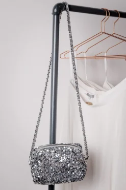 Silberne Handtasche mit Pailletten –<Abro Online