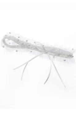 Strumpfband in Ivory mit blauen Kunstperlen<Poirier Hot