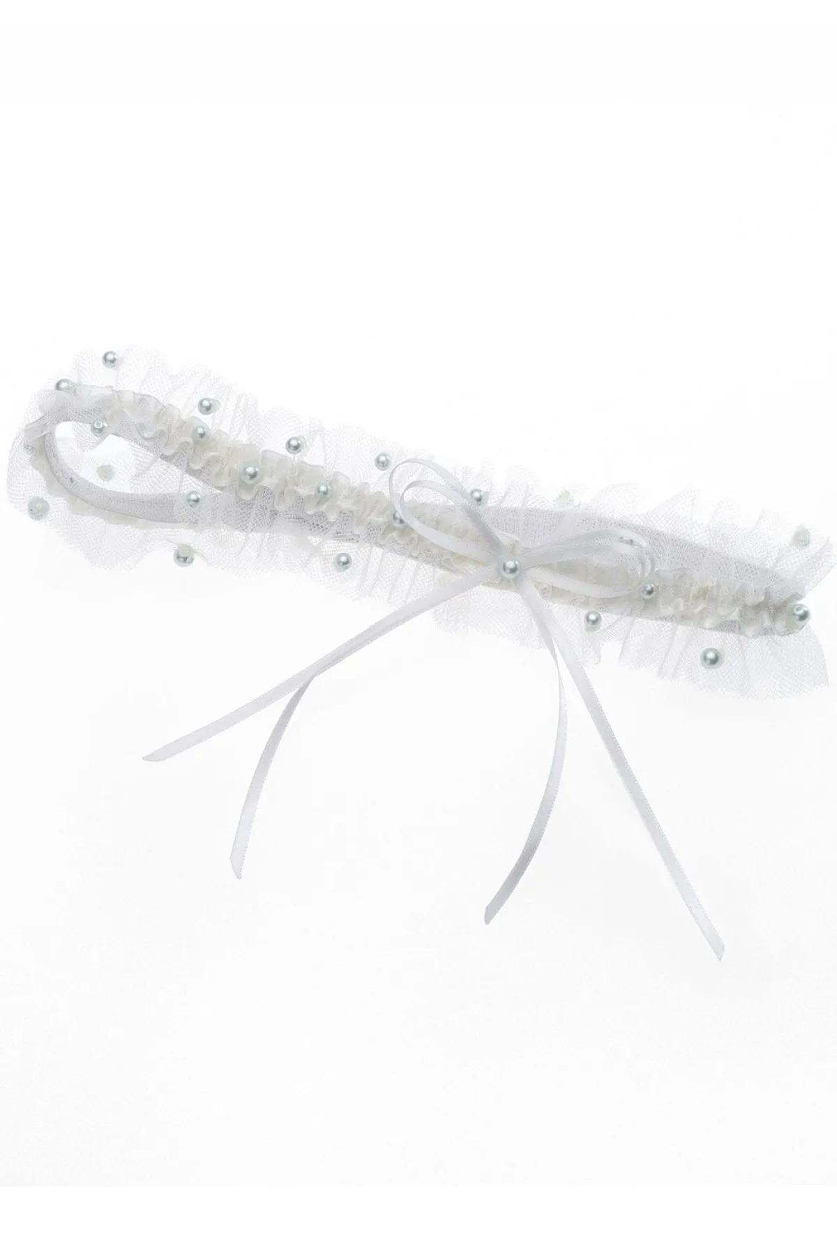 Strumpfband in Ivory mit blauen Kunstperlen<Poirier Hot