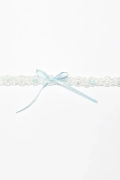 Strumpfband mit blauer Schleife und kleinem Strass-Stein<Poirier Discount