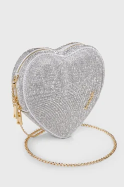 Tasche mit Glitzer-Riemen – Big Heart Bag Crystal Silver |<Weat Sale