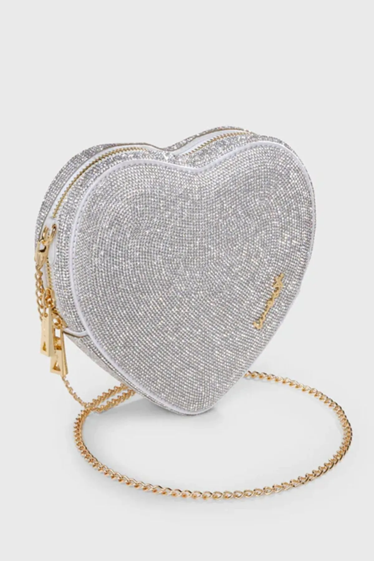 Tasche mit Glitzer-Riemen – Big Heart Bag Crystal Silver |<Weat Sale