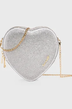 Tasche mit Glitzer-Riemen – Big Heart Bag Crystal Silver |<Weat Sale
