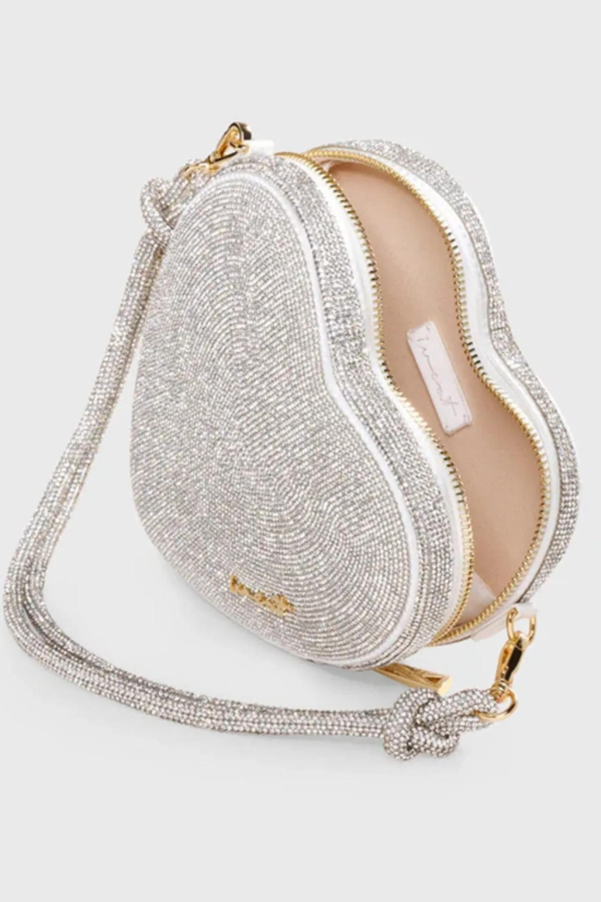 Tasche mit Glitzer-Riemen – Big Heart Bag Crystal Silver |<Weat Sale