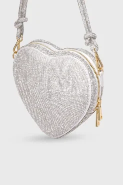 Tasche mit Glitzer-Riemen – Big Heart Bag Crystal Silver |<Weat Sale