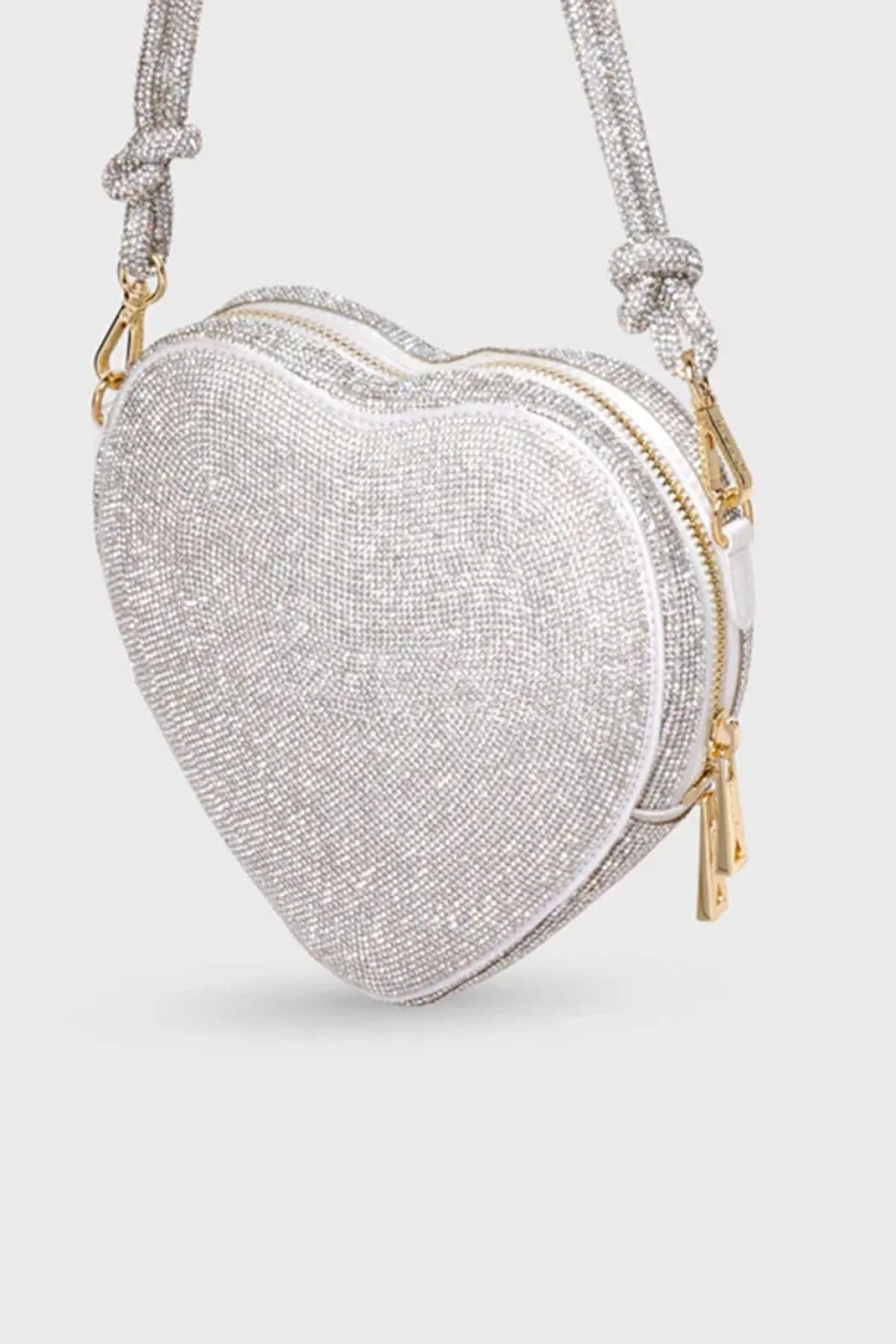 Tasche mit Glitzer-Riemen – Big Heart Bag Crystal Silver |<Weat Sale
