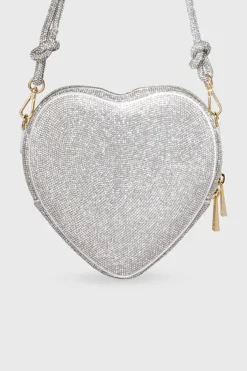 Tasche mit Glitzer-Riemen – Big Heart Bag Crystal Silver |<Weat Sale