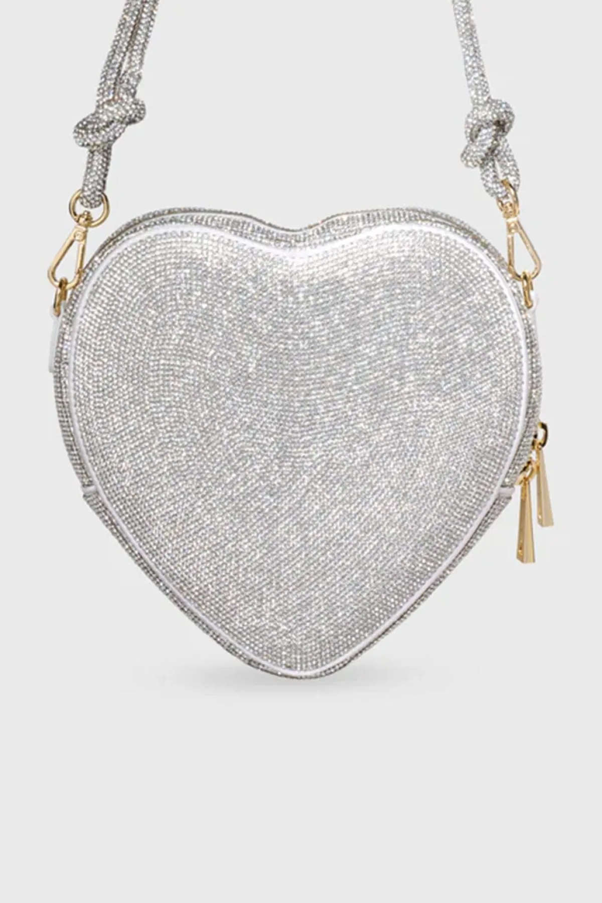 Tasche mit Glitzer-Riemen – Big Heart Bag Crystal Silver |<Weat Sale