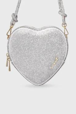 Tasche mit Glitzer-Riemen – Big Heart Bag Crystal Silver |<Weat Sale