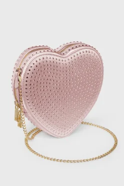 Verzierte Tasche – Big Heart Bag Crystal Rosé Silk |<Weat Best