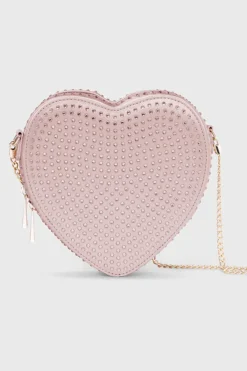 Verzierte Tasche – Big Heart Bag Crystal Rosé Silk |<Weat Best