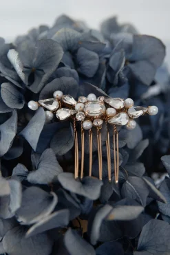 Vintage Braut Haarkamm mit Perlen und Strass<La Chia Online