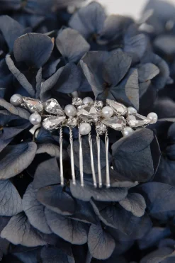 Vintage Braut Haarkamm mit Perlen und Strass<La Chia Online