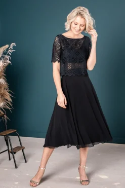 Wadenlanger Chiffonrock in Schwarz – Emmi Black<noni New