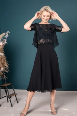 Wadenlanger Chiffonrock in Schwarz – Emmi Black<noni New