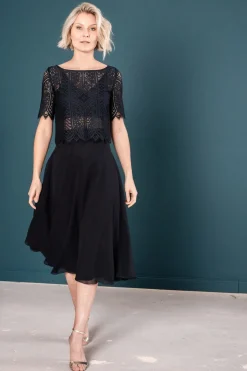 Wadenlanger Chiffonrock in Schwarz – Emmi Black<noni New